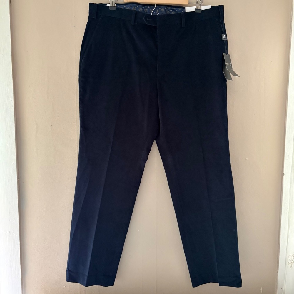 Lauren Ralph Lauren Mens Corduroy Flat Front Pants Size 38x30 Blue Dewhurst NWT